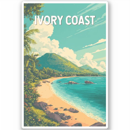 Ivory Coast Illustration Travel Art Vintage シール (正面)