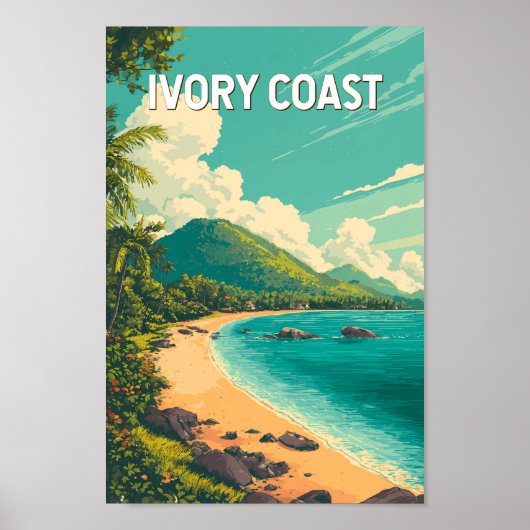 Ivory Coast Illustration Travel Art Vintage ポスター (正面)