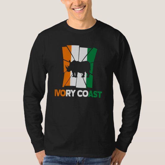 Ivory Coast Ivorian Ivory Coast Flag Rhinoceros Si Tシャツ (正面)
