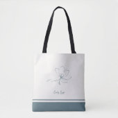 Ivory Coastal Blue Floral Line Art Minimalist Zen トートバッグ (正面)