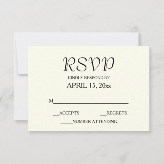 Ivory Color Simple Style Wedding 出欠カード (正面)