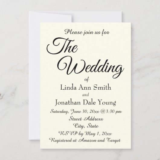 Ivory Color Simple Style Wedding 招待状 (正面)