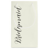 Ivory Color Stylized Script Wedding Bridesmaid スモールペーパーバッグ (裏面)
