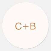 Ivory Copper Monogram Modern Wedding ラウンドシール (正面)