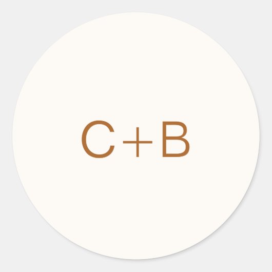 Ivory Copper Monogram Modern Wedding ラウンドシール (正面)