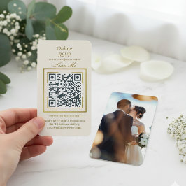Ivory Cream | 写真 オンラインRSVP QRコード ウェディング エンクロージャーカード