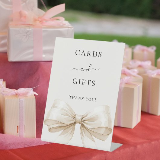 Ivory cream bow ivory girl cards gifts sign 台座サイン