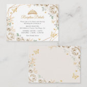 Ivory Cream Gold Floral Quinceanera  Details エンクロージャーカード (正面/裏面)