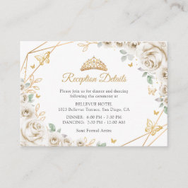 Ivory Cream Gold Floral Quinceanera  Details エンクロージャーカード