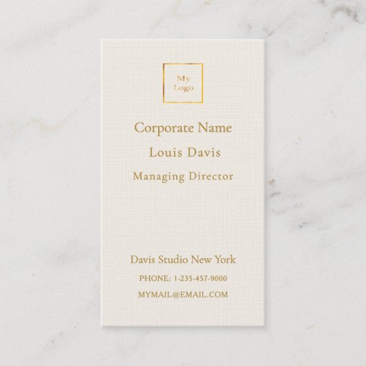 Ivory cream gold modern minimialst premium logo 名刺 (正面)