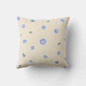 Ivory Cream Japanese Nemophila Floral Pattern クッション (裏面)