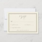 Ivory Cream Minimalist Frame Wedding 出欠カード (正面)