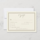 Ivory Cream Minimalist Frame Wedding 出欠カード (正面)