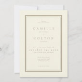 Ivory Cream Minimalist Frame Wedding 招待状 (正面)