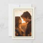 Ivory Cream Minimalist Frame Wedding Photo セーブザデート (裏面)