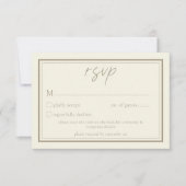 Ivory Cream Minimalist Frame Wedding QR Code 出欠カード (正面)