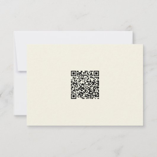 Ivory Cream Minimalist Frame Wedding QR Code 出欠カード (裏面)