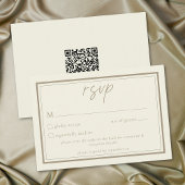 Ivory Cream Minimalist Frame Wedding QR Code 出欠カード