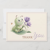Ivory Cute Caterpillar Custom Baby Shower サンキューカード (正面)