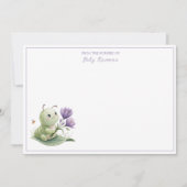 Ivory Cute Caterpillar Custom Name Nursery  ノートカード (正面)