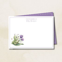 Ivory Cute Caterpillar Custom Name Nursery ノートカード