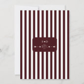 Ivory Deep Burgundy Stripes Gold Floral Wedding 招待状 (裏面)