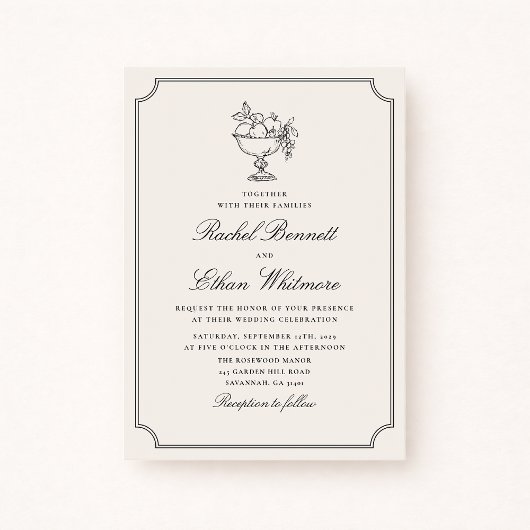 Ivory Double Frame Fruit Bowl Wedding Invitation 案内状