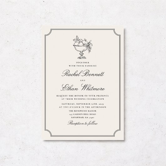 Ivory Double Frame Fruit Bowl Wedding Invitation 案内状