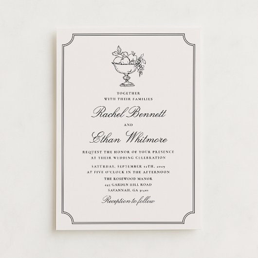 Ivory Double Frame Fruit Bowl Wedding Invitation 案内状