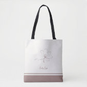 Ivory Dusty Rose Floral Line Art Minimalist Zen トートバッグ (正面)