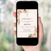 Ivory dusty rose florals Confirmation 招待状