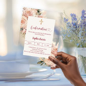 Ivory dusty rose florals luxury Confirmation アクリル招待状