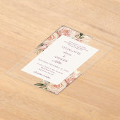 Ivory dusty rose florals luxury wedding アクリル招待状 (レイダウン)