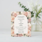 Ivory dusty rose mauve florals wedding invitation (スタンド正面)