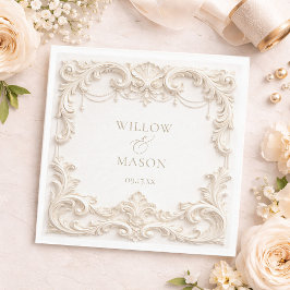 Ivory Elegant Baroque Square Wedding Napkins スタンダードランチョンナプキン