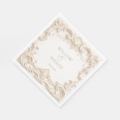 Ivory Elegant Baroque Square Wedding Napkins スタンダードランチョンナプキン (角)