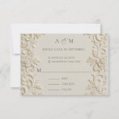 Ivory Elegant Baroque Wedding Response Card 出欠カード (正面)