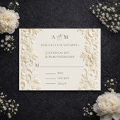 Ivory Elegant Baroque Wedding Response Card 出欠カード