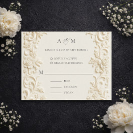 Ivory Elegant Baroque Wedding Response Card 出欠カード