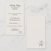 Ivory Elegant Chic Calligraphy Wedding RSVP Card 名刺 (正面/裏面)