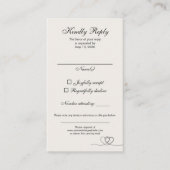 Ivory Elegant Chic Calligraphy Wedding RSVP Card 名刺 (正面)