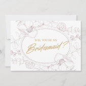 Ivory Elegant Floral Will You Be My Bridesmaid 招待状 (正面)