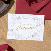 Ivory Elegant Floral Will You Be My Bridesmaid 招待状