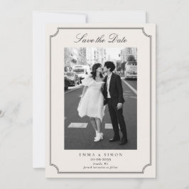 Ivory Elegant Frame Photo Save the Date サンキューカード