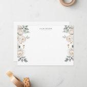Ivory Elegant Garden Floral Stationery Note Card ノートカード (正面/裏面インサイチュ)