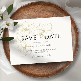 Ivory | Elegant Gold Floral Wedding  Save The Date セーブザデート