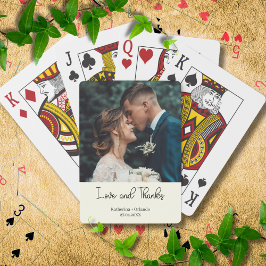 Ivory Elegant Wedding Love and Thanks Photo トランプ