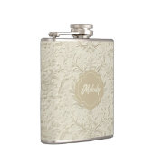 Ivory Embossed Floral Vinyl Wrapped Flask フラスク (右)