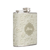 Ivory Embossed Floral Vinyl Wrapped Flask フラスク (右)
