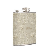 Ivory Embossed Floral Vinyl Wrapped Flask フラスク (右)
